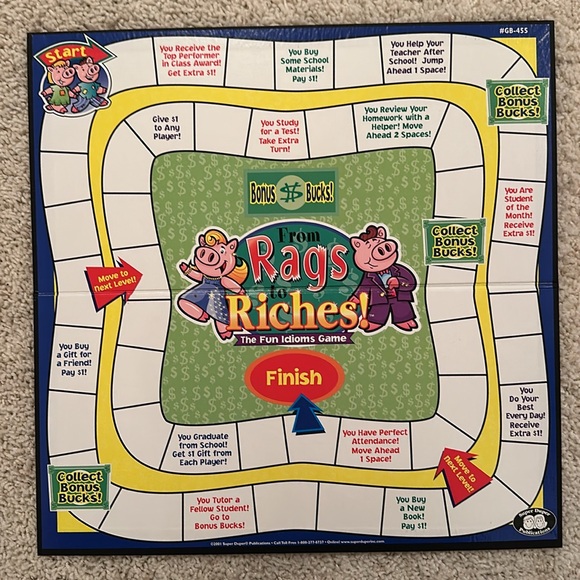 FROM RAGS to RICHES Fun Idioms Board Game Rare Vintage 2001 - Complete - Picture 5 of 12